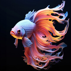 Fototapeta premium A close up of a fighting fish on a black background.