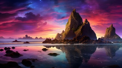 Beautiful seascape. Panoramic view of the sea at sunset.