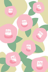 椿の花　寒中お見舞いイラスト