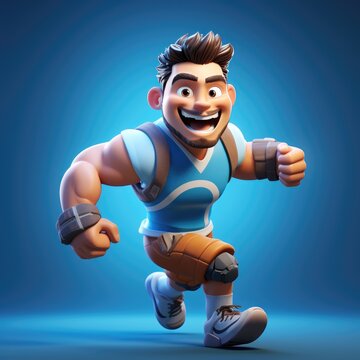 3d cartoon Character of Professional Athlete