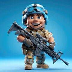 3d cartoon Character of Soldier