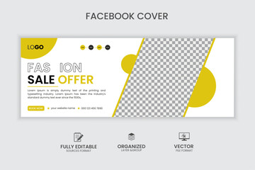 Flash sale facebook cover page design, product sale web banner template,