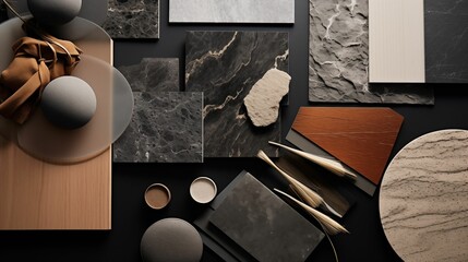 AI generated image - a interior design material moodboard with natural materials