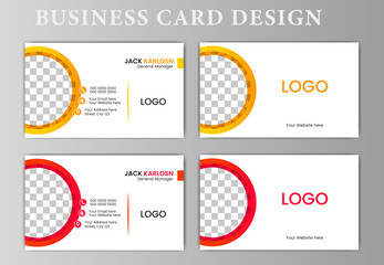 Red and Yellow modern business card design template. horizontal simple clean name card template