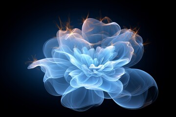 Ethereal Blue Flower on Dark Background

