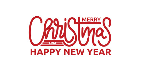 Merry christmas and happy new year. Handwriting text calligraphy vector illustration. Great for greetings and invitations through posters, banners, brochures, and flyers