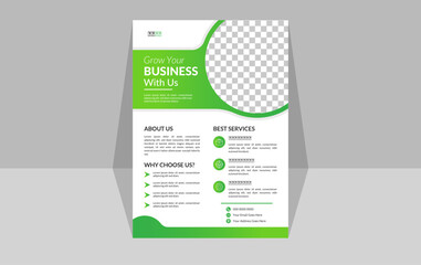 A corporate modern business a4 flyer template design set green color. For print, advertise, marketing, promotion.