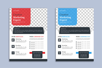 A corporate modern business a4 flyer template design set. For print, advertise, marketing, promotion.