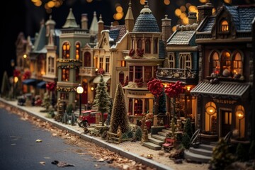 Obraz premium Christmas Village Displays - Generative AI