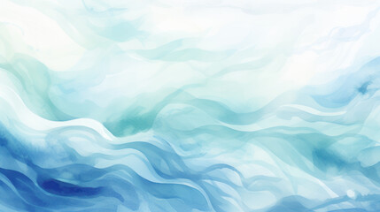 Fototapeta na wymiar Luminous Watercolor Blue Wave Pattern