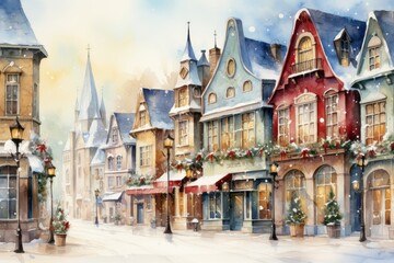 Fototapeta premium Christmas Village Displays - Generative AI