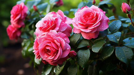 pink roses in garden