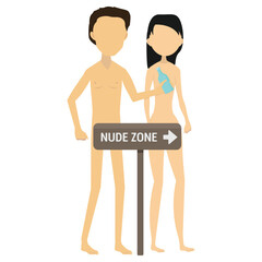 Naturist flat color faceless couple