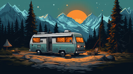 Concepts of camper van and camping life