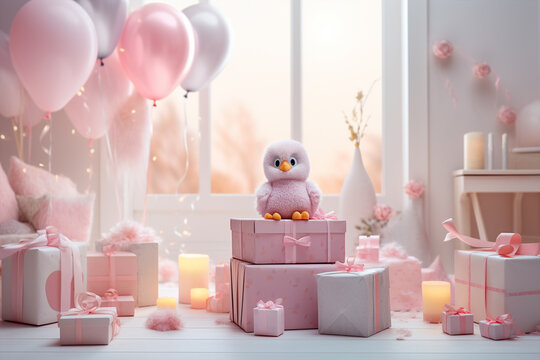 a cute image for a babyshower registry planes and birds theme, Generated AI