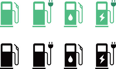 ガソリンスタンドや電気自動車充電のアイコン - obrazy, fototapety, plakaty
