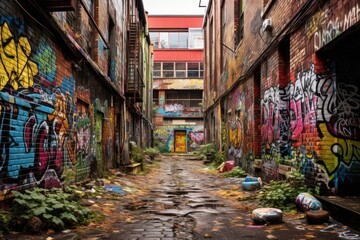 View of walls covered in graffiti