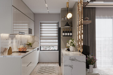 Luxurious Kitchen Elevating Your Open Kitchen Interior with Opulent Touches