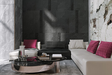 Living room inrterior design in modern and trendy outlook