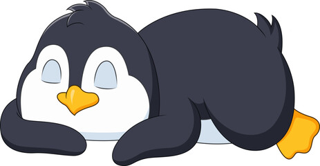 Cartoon illustration of a cute penguin sleeping
