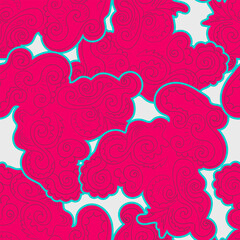 Seamless ornament pattern with hand drawn cute wave ornaments and wave shapes