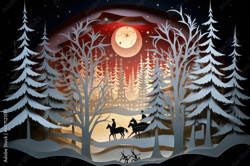 Canvas Prints Christmas Sleigh Rides - Generative AI