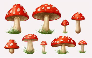 grupo de cogumelos em fundo branco 