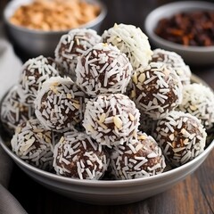 delicious rum balls with coconut topping