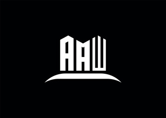 AAW letter logo design on creative BLACK background.