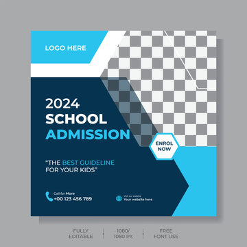 Free EPS school admission social media post and web banner template