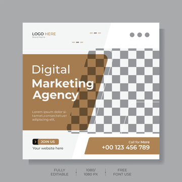 Digital marketing agency and corporate social media post or square web banner template