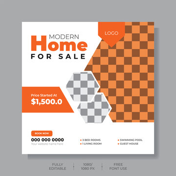 vector social media post template design for real estate and apartment promotion