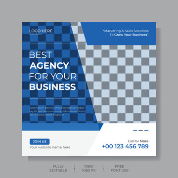Digital marketing agency and corporate social media post or square web banner template