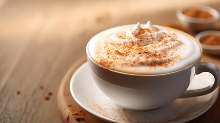 Cappuccino and milk foam close up view.