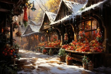 Fototapeta premium Holiday Market Food - Generative AI