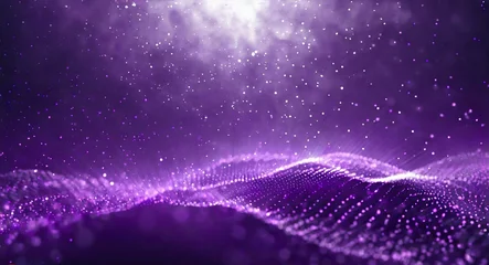 Fototapeten Digital purple particles wave and light abstract background with shining dots stars © D'Arcangelo Stock