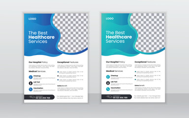 Corporate healthcare and medical flyer design layout template,