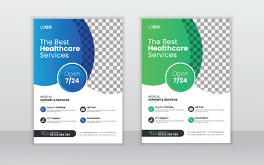 Corporate healthcare and medical flyer design layout template,