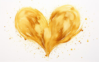 coração abstrato aquarela amarelo 