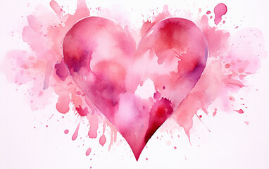 coração abstrato aquarela rosa 