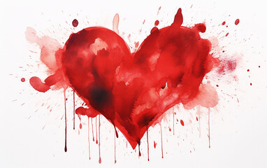 coração abstrato aquarela  vermelho 