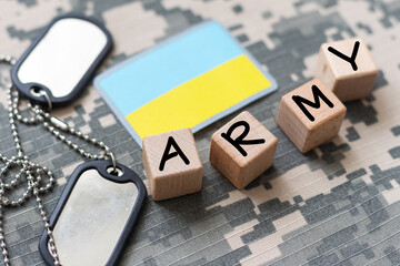 Military uniform with Ukrainian flag patch