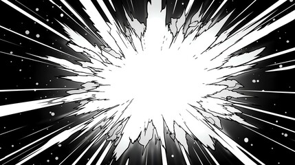 Black and white comic book explosion background. Pop art style. Vector illustration