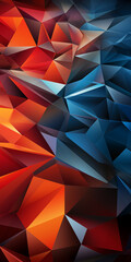 Abstrakte leuchtende Elemente Dreiecke in bunten Farben als Hintergrundmotiv für Webdesign im Hochformat für Banner, ai generativ