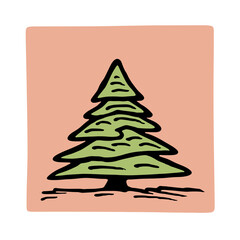 Christmas Tree - Minimalist cartoon Vector Illustration