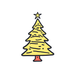 Christmas Tree - Minimalist cartoon Vector Design