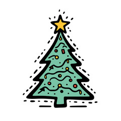 Christmas Tree - Minimalist cartoon Vector Design