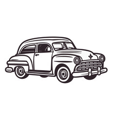 Vector Illustration of a Classic car with lines drawing for logo,icon, black and white	