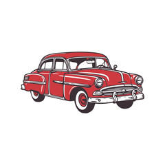Vector Illustration of a Classic retro car with lines drawing for logo,icon, black and white	