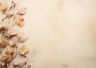 Top view romantic dried flowers on a solid background